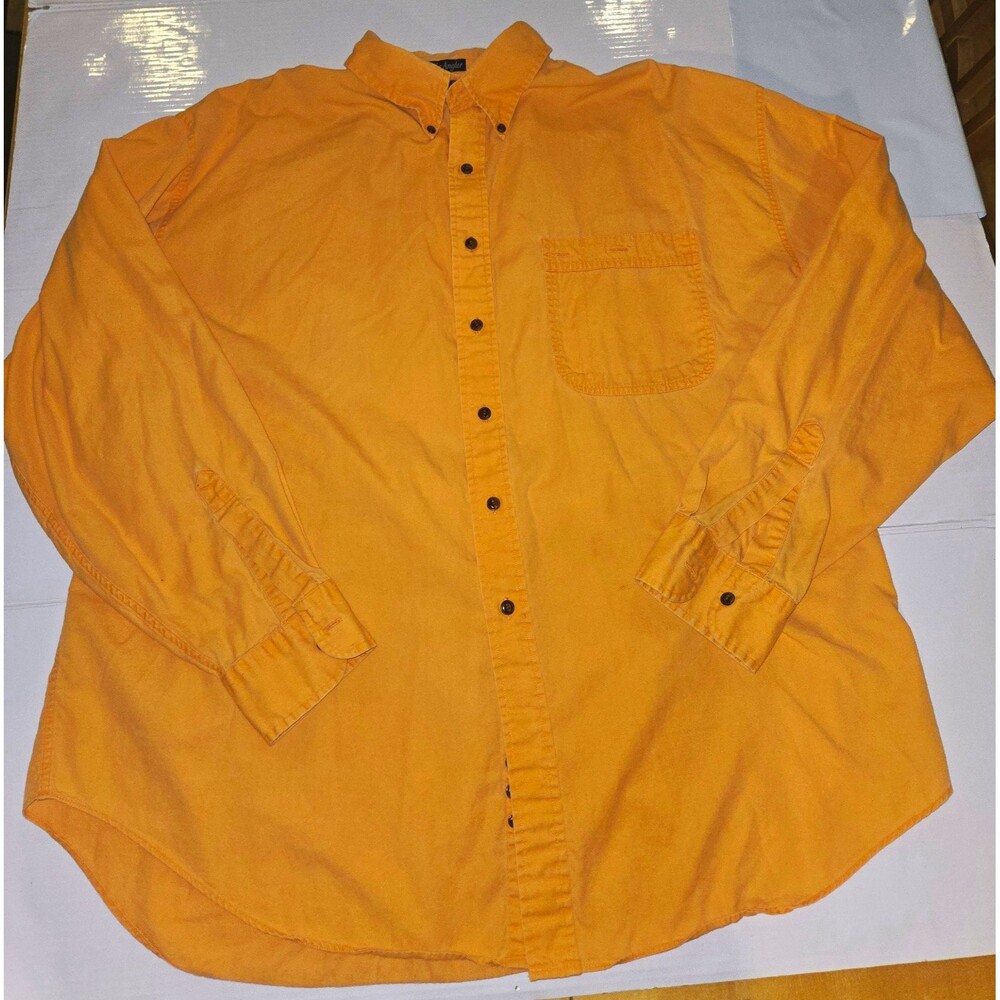 Abercrombie & Fitch The Angler Men's XL Orange Solid Cotton Woven Pocket Shirt
